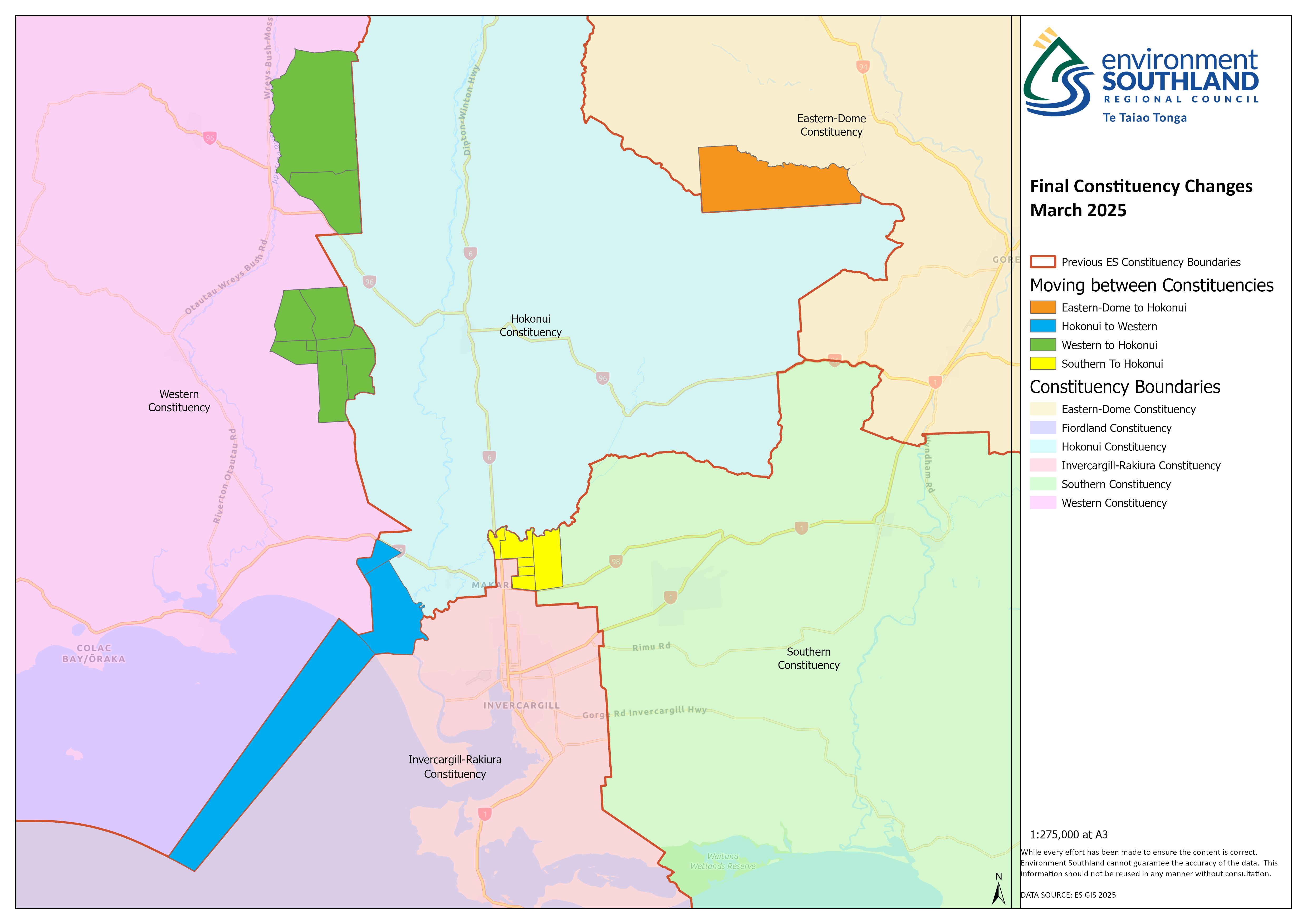 Map showing changes to the constituency boundaries