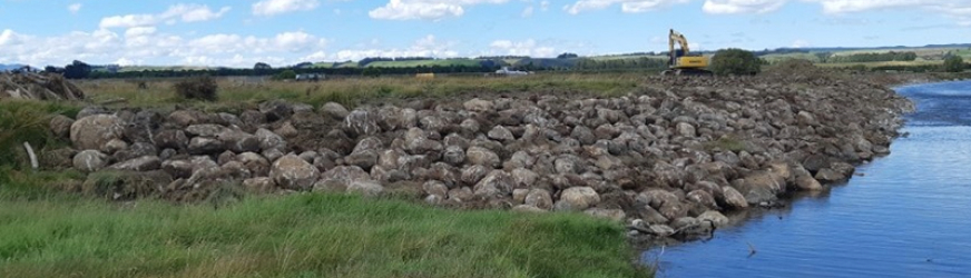 rock protection works on the bank of the wairio stream